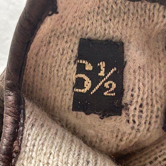 Vintage Saks Fifth Avenue Brown Leather Wool Lined Button Gloves Size 6.5 - Picture 4 of 7